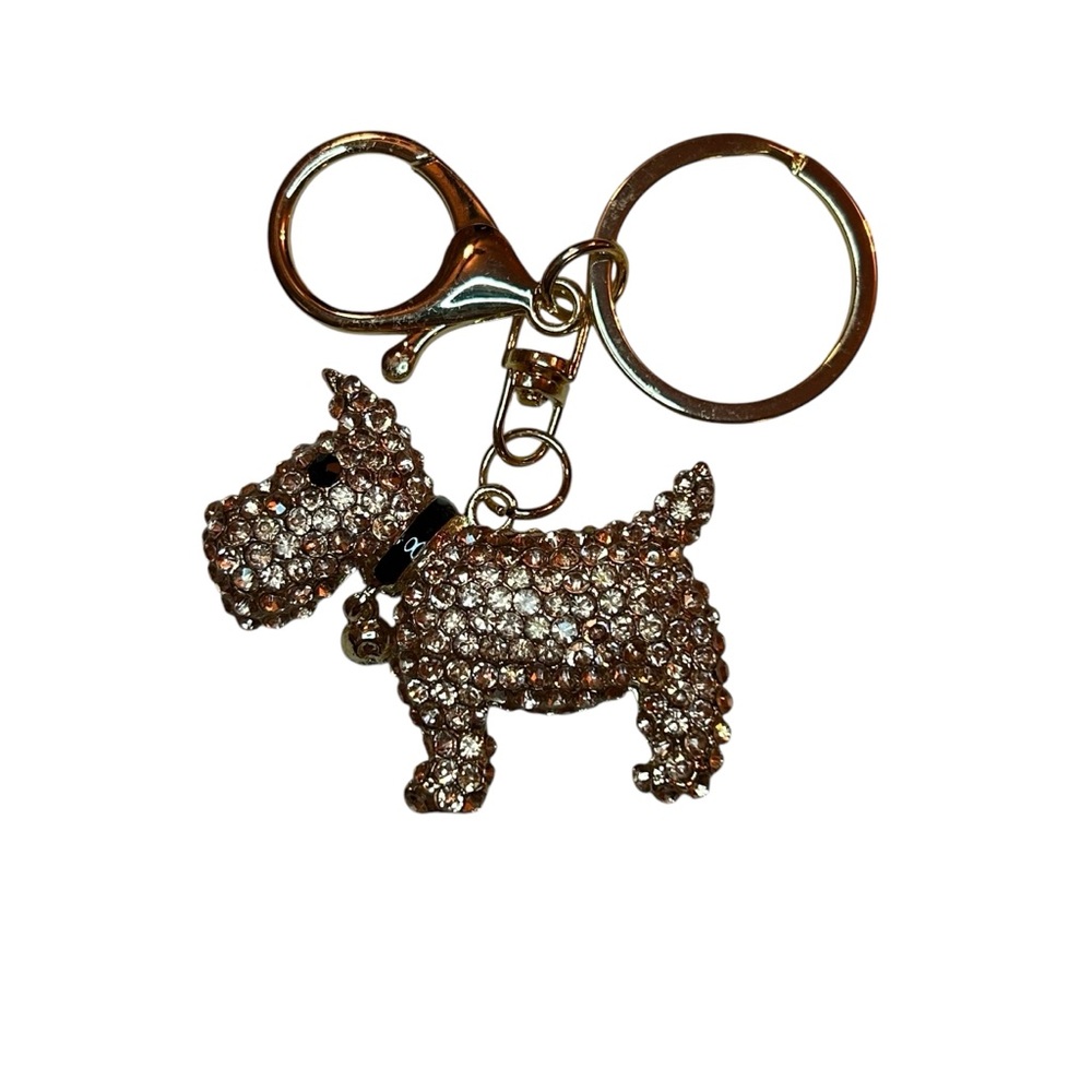 Rhinestone Dog Keychain Ring Bag Charm - Picture 1 of 5